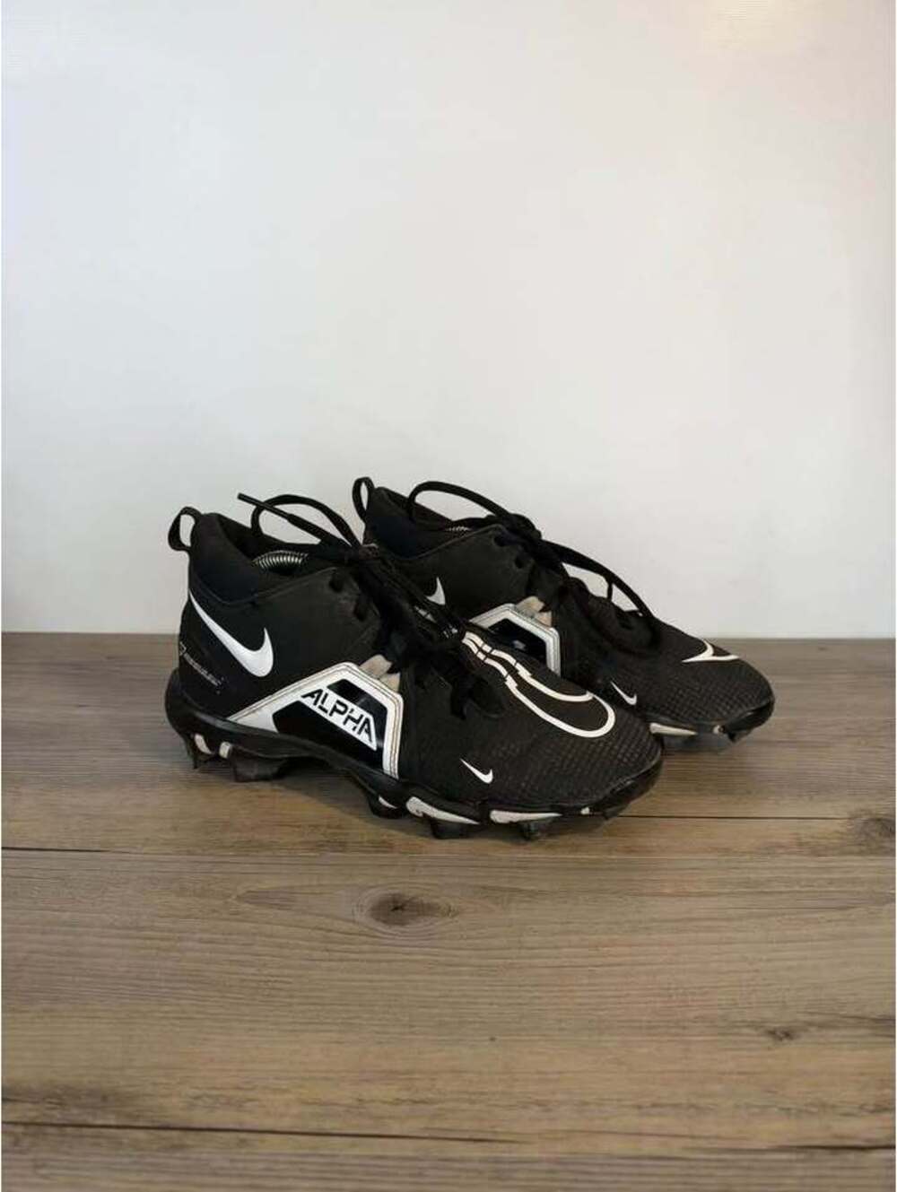 Nike Alpha Menace 3 Shark Youth Football Cleats Black White 6Y Wide CV0583-001